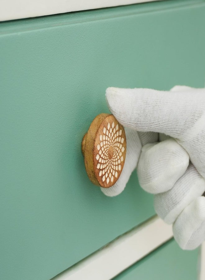 Indian-Shelf 2 Piece Brown White Drawer Knobs Dresser Knobs Decorative Wooden Cabinet Knobs Boho Drawer Pulls Unique Wood Kitchen Handles Modern Door Hardware - Image 2